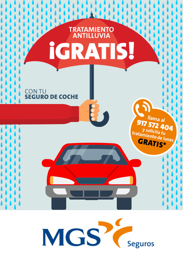 MGS Seguros regala a sus clientes del seguro de automóviles un tratamiento  antilluvia para el parabrisas